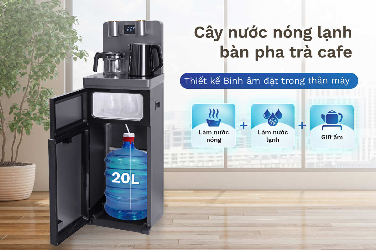 Cây nước nóng lạnh kết hợp bàn pha trà, cafe Fujie TBH1332E